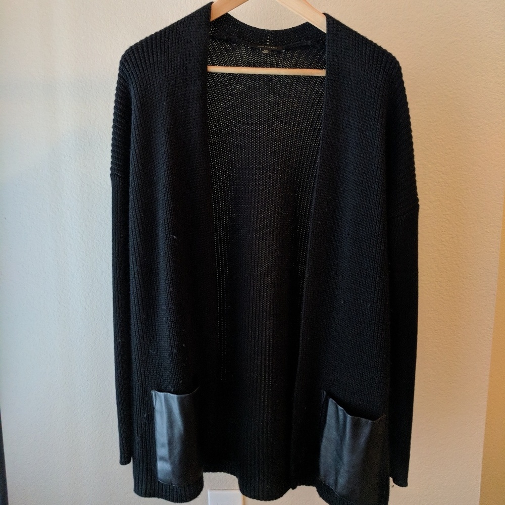 Black Chunky Knit Long Cardigan